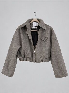 Source Unknown Cropped Bomber Jacket - Gray